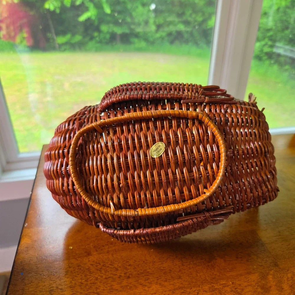 Vintage Wicker Turkey Bird Basket Brown Farmhouse‎ Thanksgiving Decor